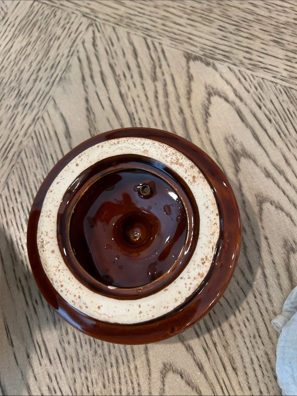 Vintage Brown Glazed Ceramic Covered bean pot